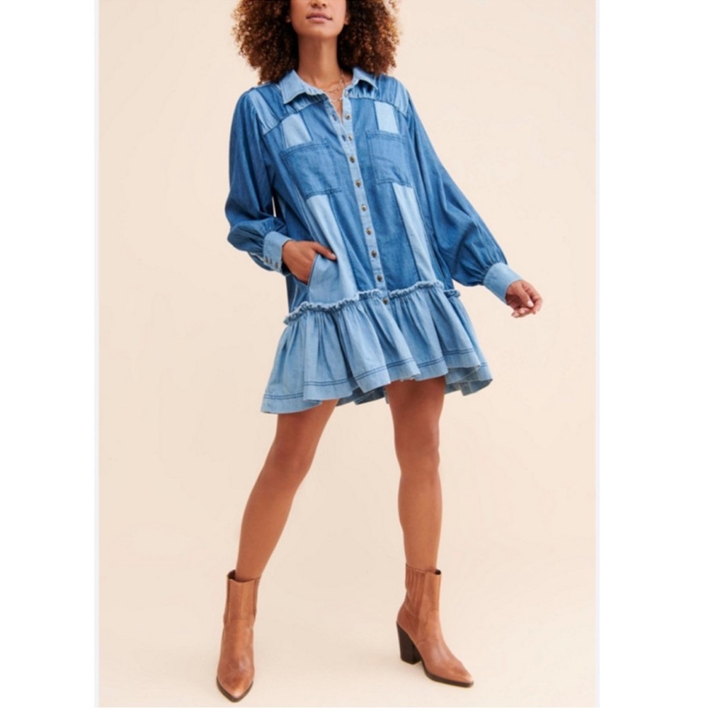 Free People Denim Dress, New - Picture 4 of 5